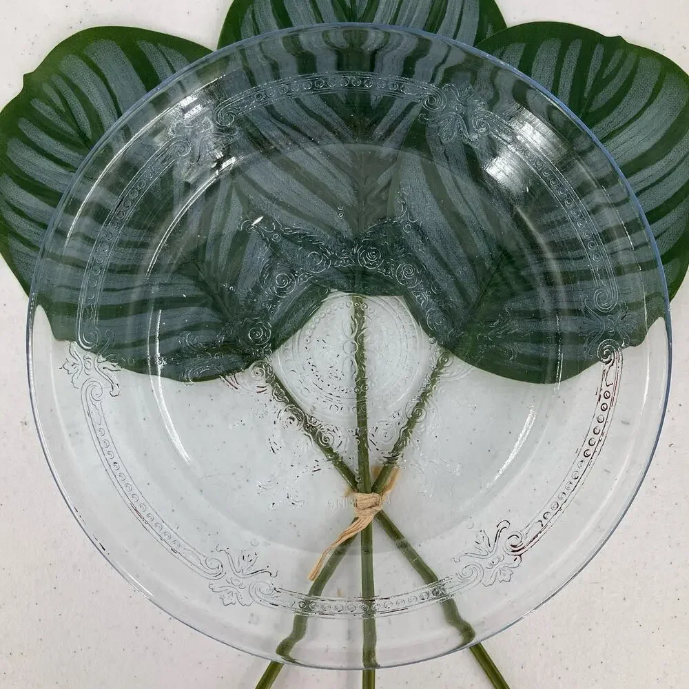 Vintage 1940s Fire King Sapphire Blue Tint Glass Philbe Mandala Pie Dish Plate